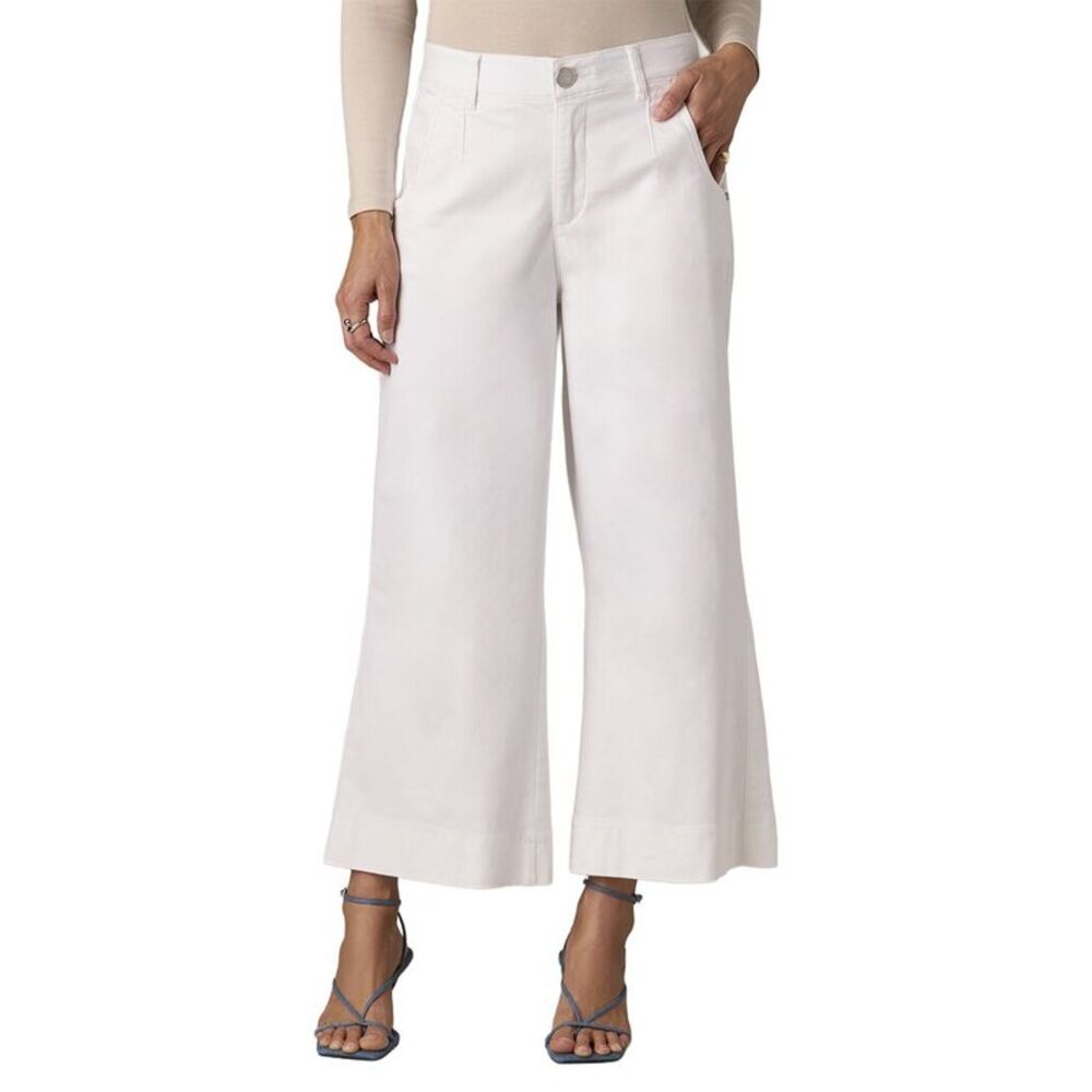 Wit & Wisdom Womens Optic White Whitney Skyrise Crop Wide Leg Jean, White
